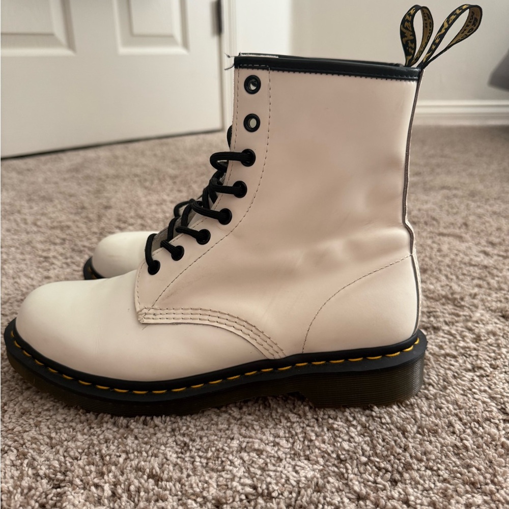 Dr. Martens White 1460 Leather Lace-Up Boots